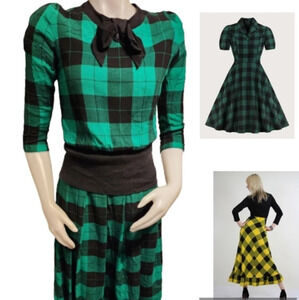 Buffalo Plaid‎  70s Vintage dress XS.S